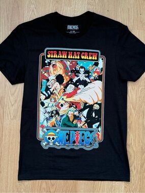One Piece Straw Hat Crew Anime Graphic T-Shirt Black Small